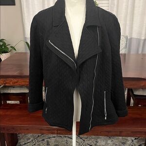Isaac Mizrahi Black Quilted Moto Jacket